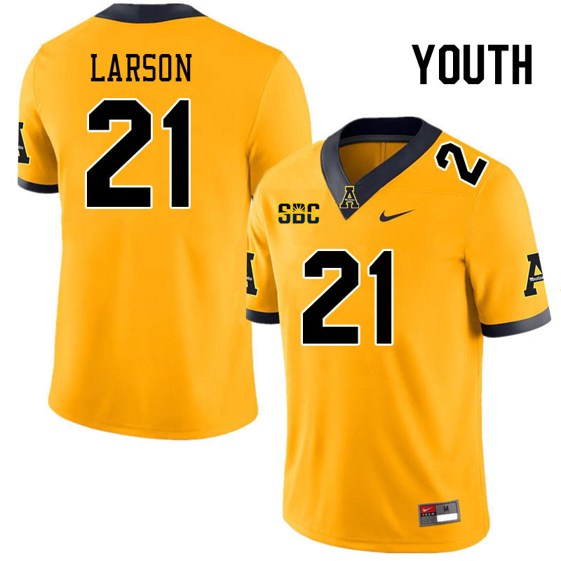 Youth #21 Reece Larson Appalachian State Mountaineers College Football Jerseys Stitched Sale-Gold